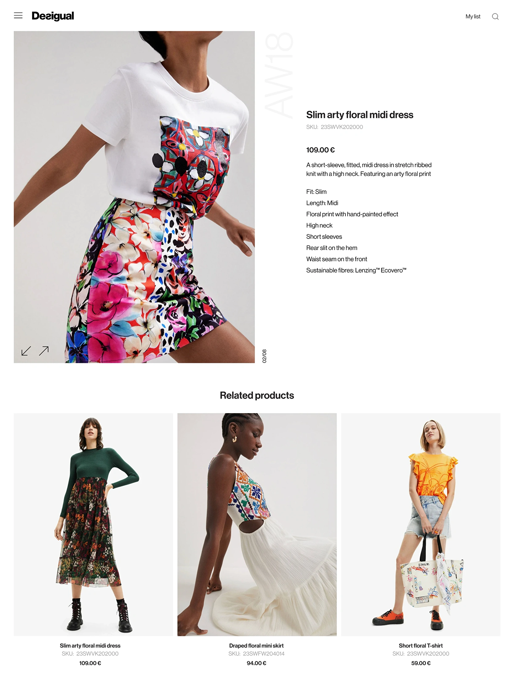 Product detail page design for one of Desigual's fashion product. 