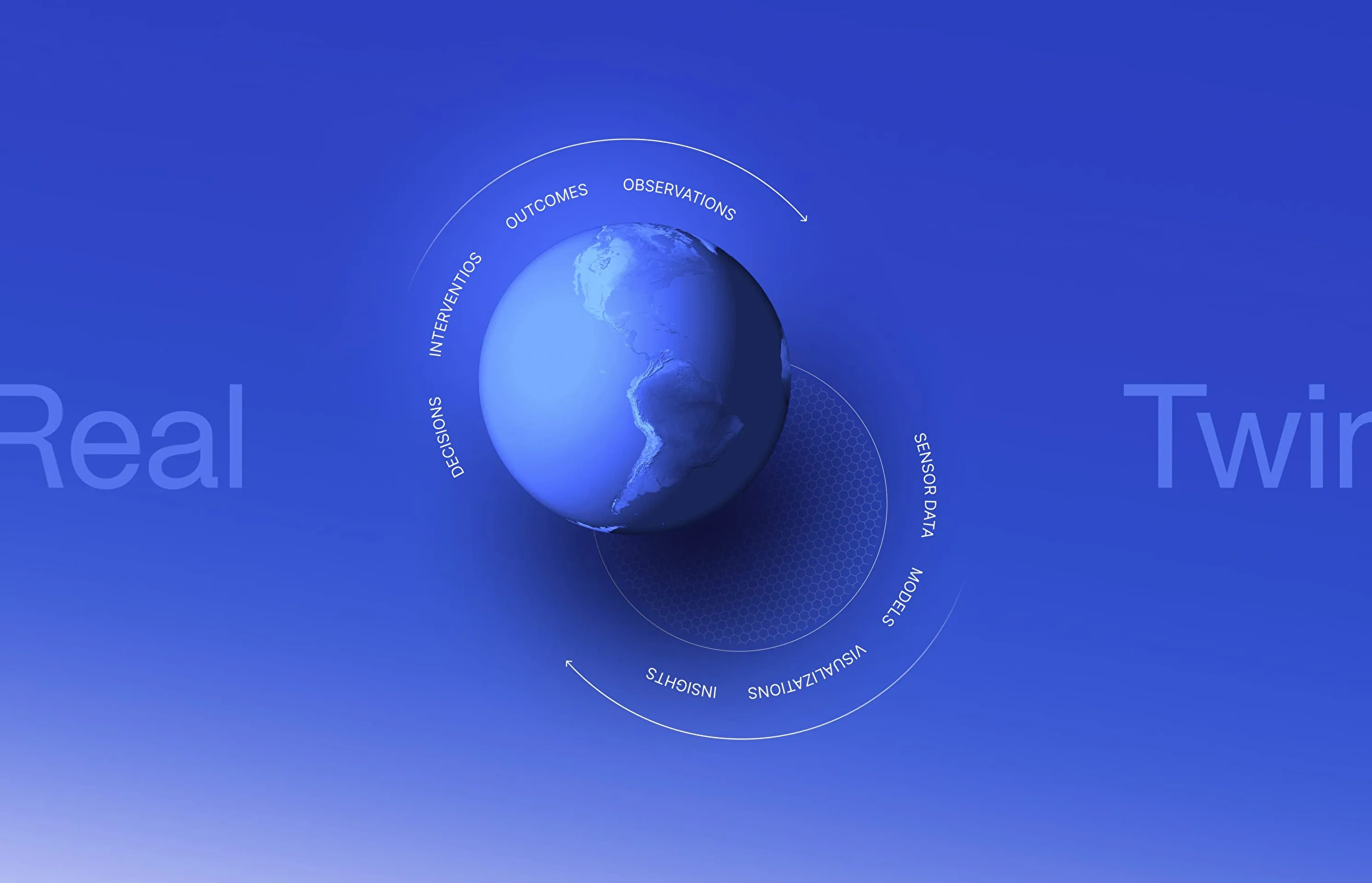 Digital Twin Ocean conceptual art showing real world and its digital twin