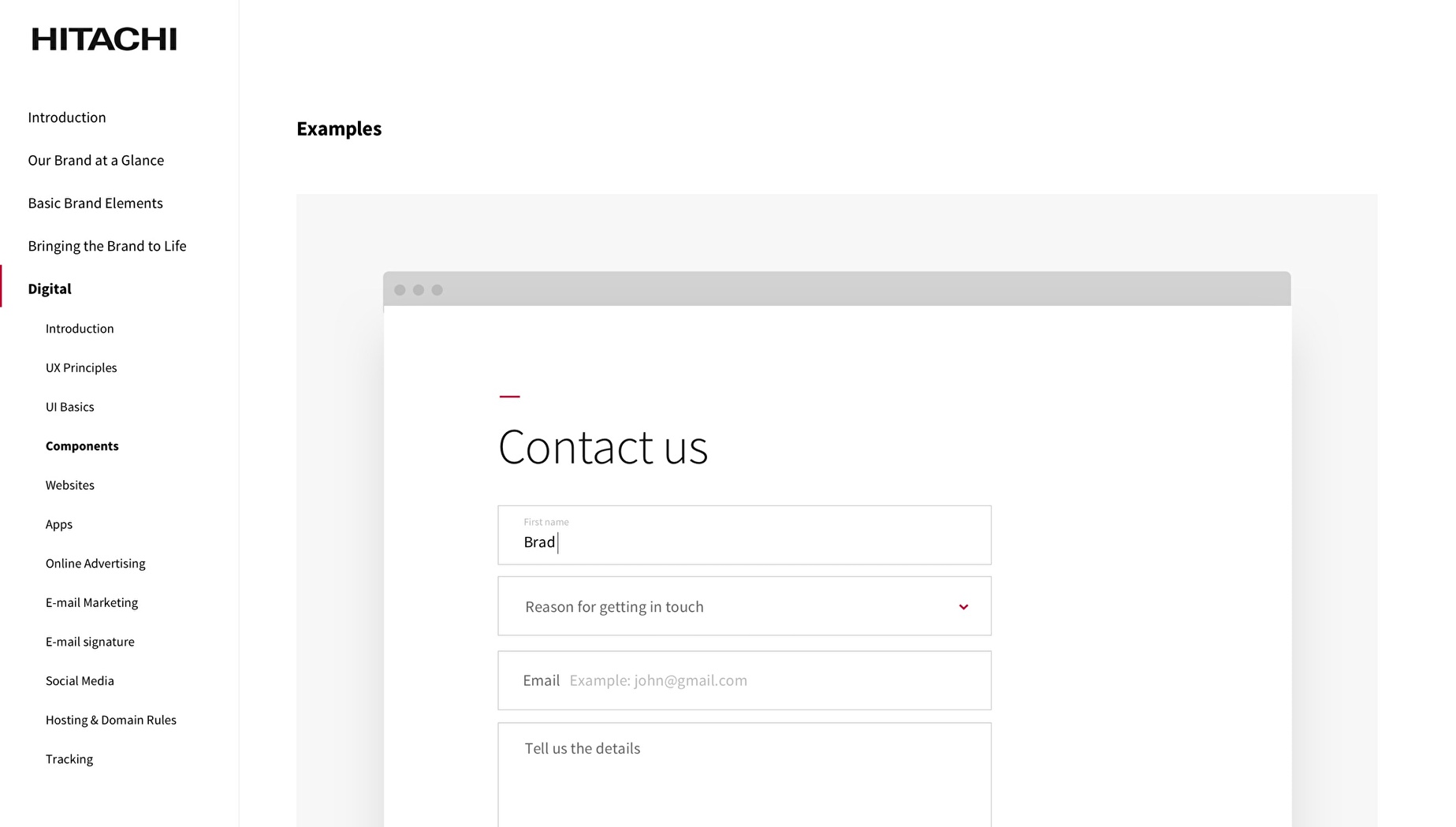 Contact Form component.