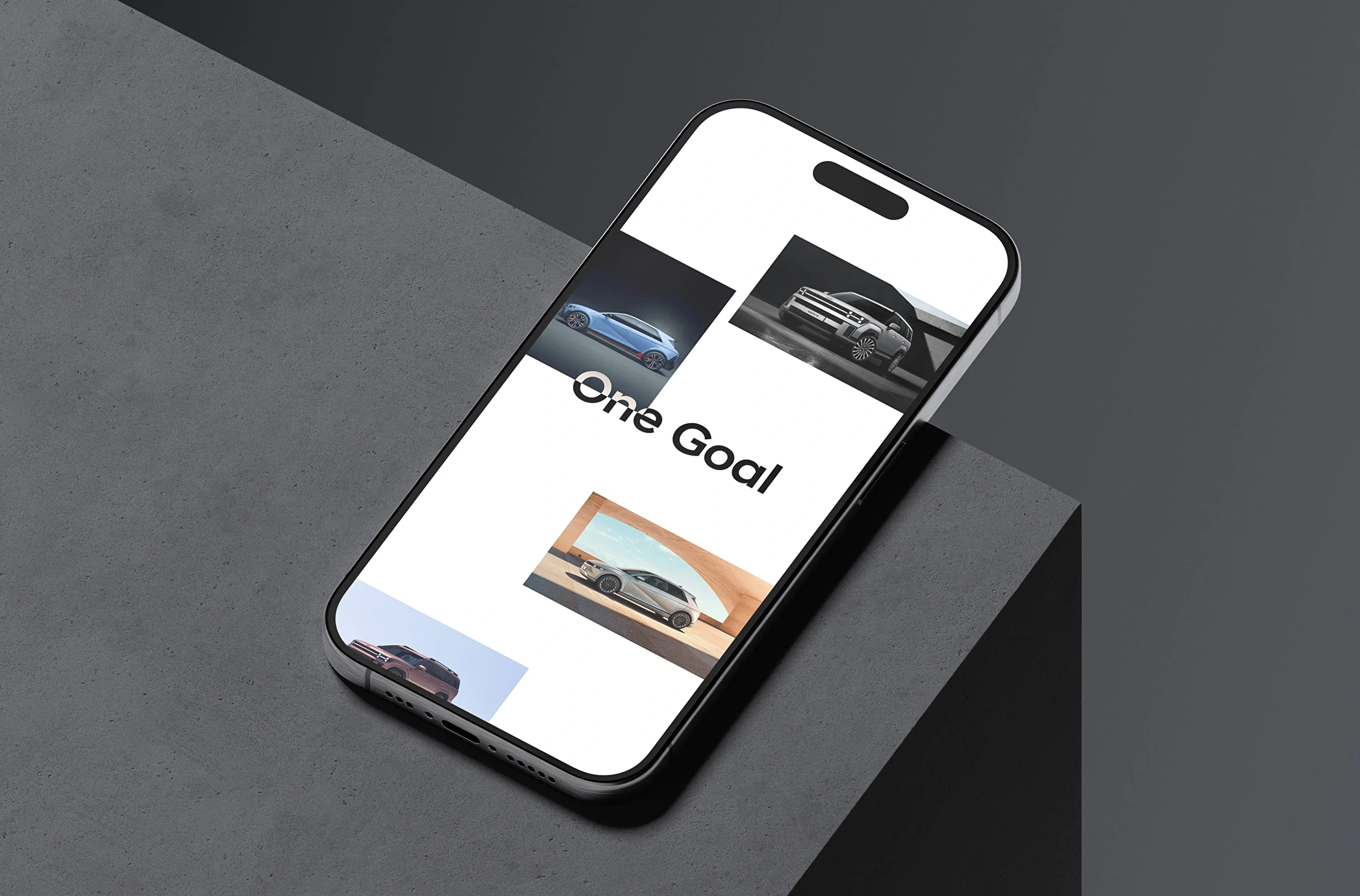 Mockup of Hyundai's corporate event landing page displayed on a smartphone.