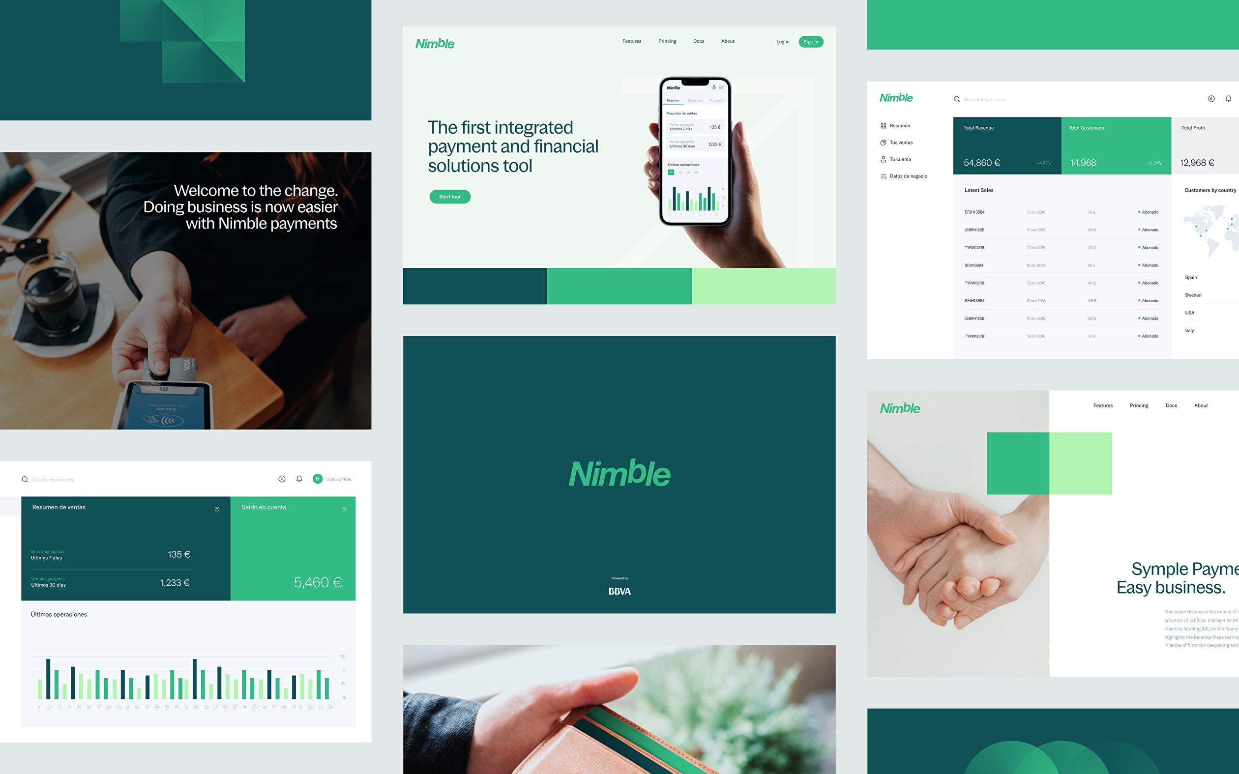 Screens of the Nimble Product design platform.