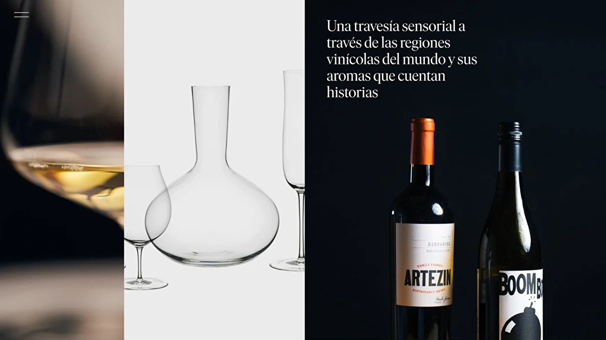 Visual design of the wine section in the online magazine of El Club del Gourmet.