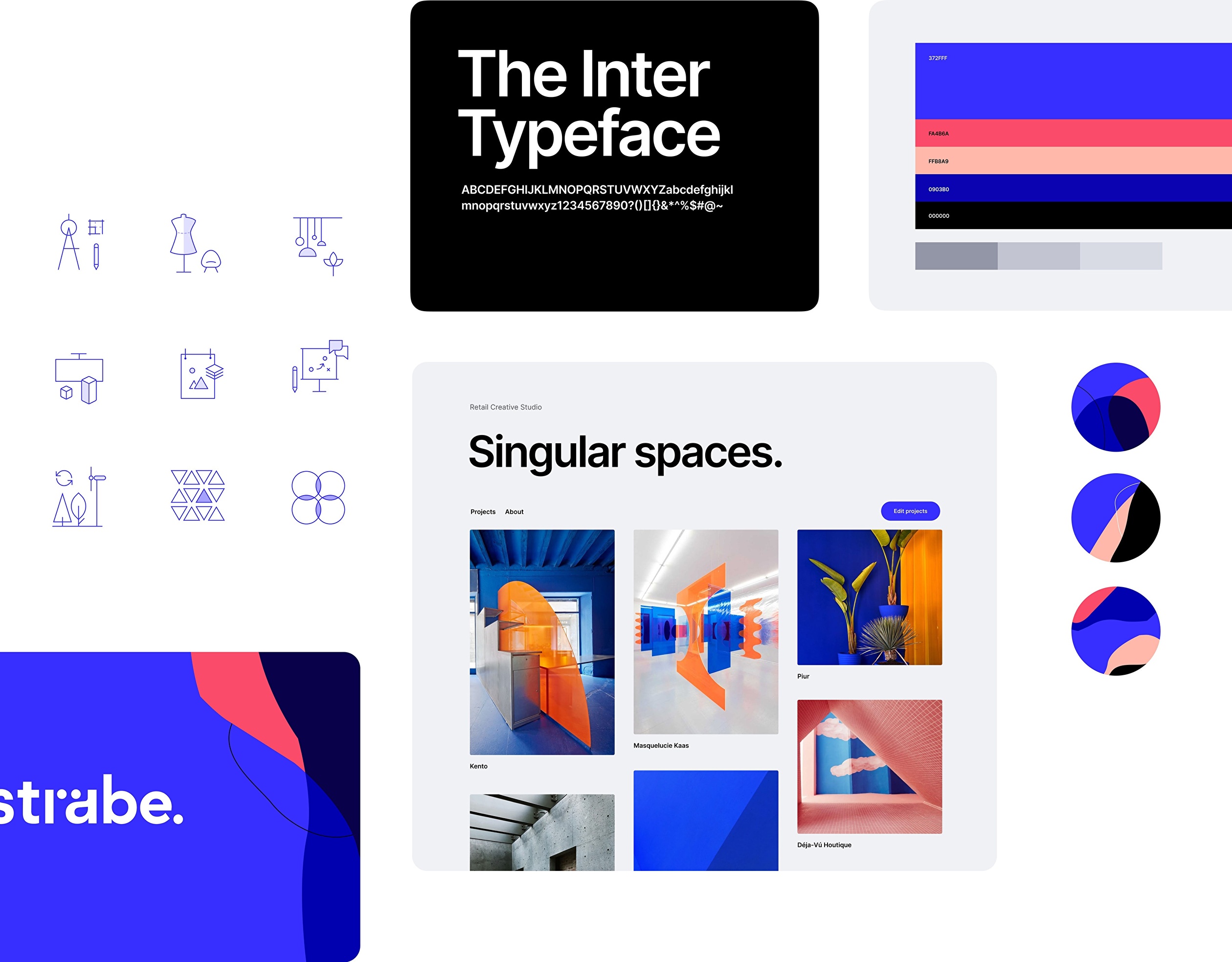 Set of images defining the design system established for Strabe retail industry platform.